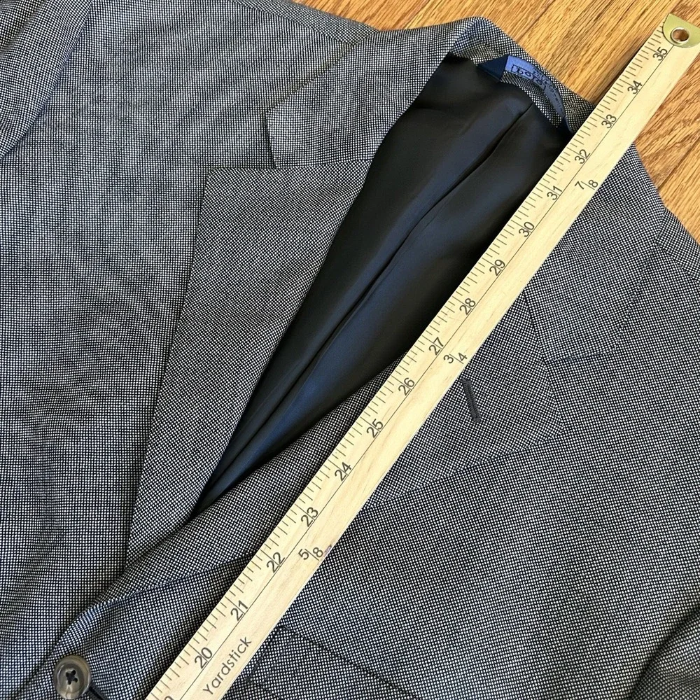 Polo‎ Ralph Lauren Blazer Men 42L Grey Virgin Wool Tuxedo Suit Made In Italy